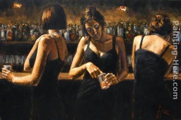 Fabian Perez Study for Three Girls at the Bar